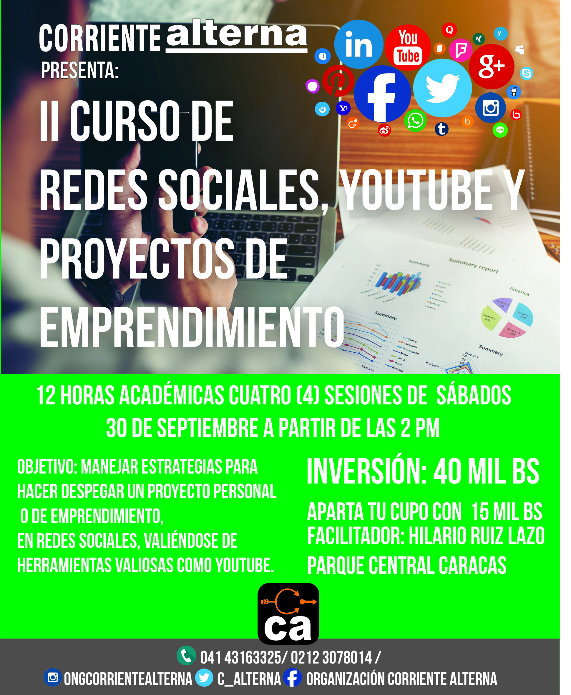 Continuando su ciclo de talleres  Corriente Alterna Presenta: Redes Sociales, Youtube y proyectos de emprendimiento_2.0